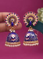   Party Wear  Blue Color Meenakari Earrings