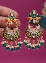   Party Wear  Green Color Meenakari Earrings