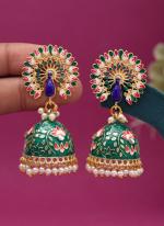   Party Wear  Green Color Meenakari Earrings