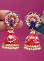   Party Wear  Red Color Meenakari Earrings