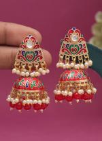   Party Wear  Red Color Meenakari Earrings