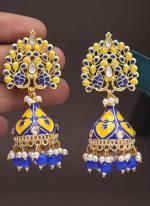   Party Wear  Blue Color Meenakari Earrings