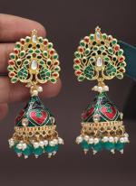   Party Wear  Green Color Meenakari Earrings