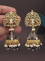   Party Wear  Maroon Color Meenakari Earrings