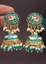   Party Wear  Green Color Meenakari Earrings