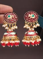   Party Wear  Red Color Meenakari Earrings