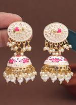   Party Wear  White Color Meenakari Earrings