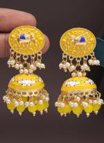   Party Wear  Yellow Color Meenakari Earrings