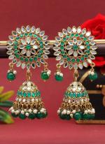   Wedding Wear  Green Color Mirror Earrings