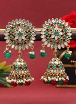   Wedding Wear  Maroon Green Color Mirror Earrings