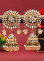   Wedding Wear  Peach Color Mirror Earrings