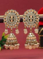   Wedding Wear  Peach Color Mirror Earrings