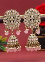   Wedding Wear  Pink Color Mirror Earrings