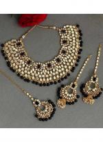   Bridal Wear  Black Color Kundan Mirror Necklaces Set