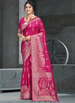 Silk Pink Festival Wear Zari Work Saree