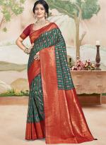 Silk Dark Green Festival Wear Weaving Saree