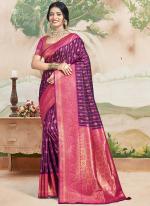 Silk Magenta Festival Wear Weaving Saree