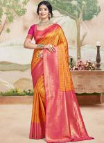 Silk Orange Festival Wear Weaving Saree