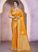 Silk Yellow Traditional Wear Weaving Saree