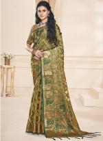 Organza Mehendi Traditional Wear Weaving Saree