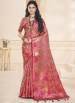 Organza Pink Traditional Wear Weaving Saree