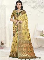 Organza Yellow Traditional Wear Weaving Saree