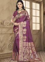 Silk Magenta Festival Wear Weaving Saree