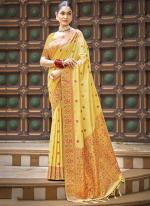 Silk Yellow Festival Wear Weaving Saree