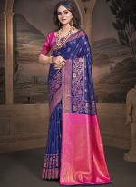 Silk Blue Traditional Wear Weaving Saree