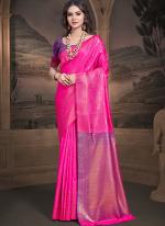 Silk Pink Traditional Wear Weaving Saree