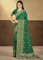 Silk Green Traditional Wear Zari Work Saree