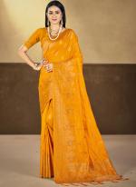 Silk Mustard Traditional Wear Zari Work Saree