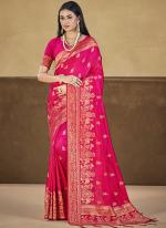 Silk Pink Traditional Wear Zari Work Saree