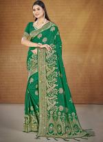 Silk Green Festival Wear Zari Work Saree