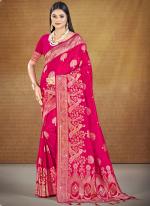 Silk Hot Pink Festival Wear Zari Work Saree