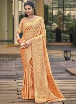 Silk Peach Festival Wear Weaving Saree