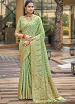 Silk Pista Green Festival Wear Weaving Saree