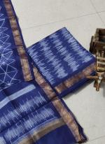 Maheshwari Silk Blue Casual Wear Shibori Work Dress Material