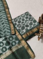 Maheshwari Silk Green Casual Wear Shibori Work Dress Material