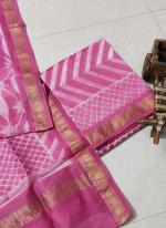 Maheshwari Silk Pink Casual Wear Shibori Work Dress Material