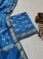 Maheshwari Silk Sky Blue Casual Wear Shibori Work Dress Material