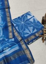 Maheshwari Silk Sky Blue Casual Wear Shibori Work Dress Material