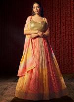 Organza Multi Colour Party Wear Printed Lehenga Choli