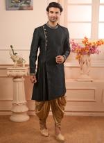 Black Banarasi Silk Festival Wear Plain Kurta Pajama