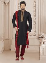 Black Banarasi Silk Party Wear Embroidery Work Kurta Pajama