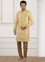 Golden Banarasi Silk Wedding Wear Embroidery Work Kurta Pajama