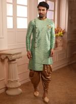 Weaving Indowestern Green Jacqaurd Wedding Wear Collection