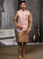 Traditional Wear Plain Pink Art Silk Kurta Pajama With Jacket