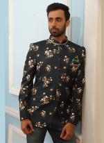 Green Wedding Wear Brocade Silk Printed Jodhpuri Jacket
