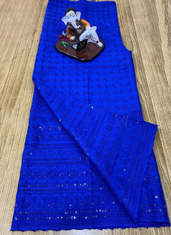 Blue Pure Cotton Party Wear Sequins Work Sharara